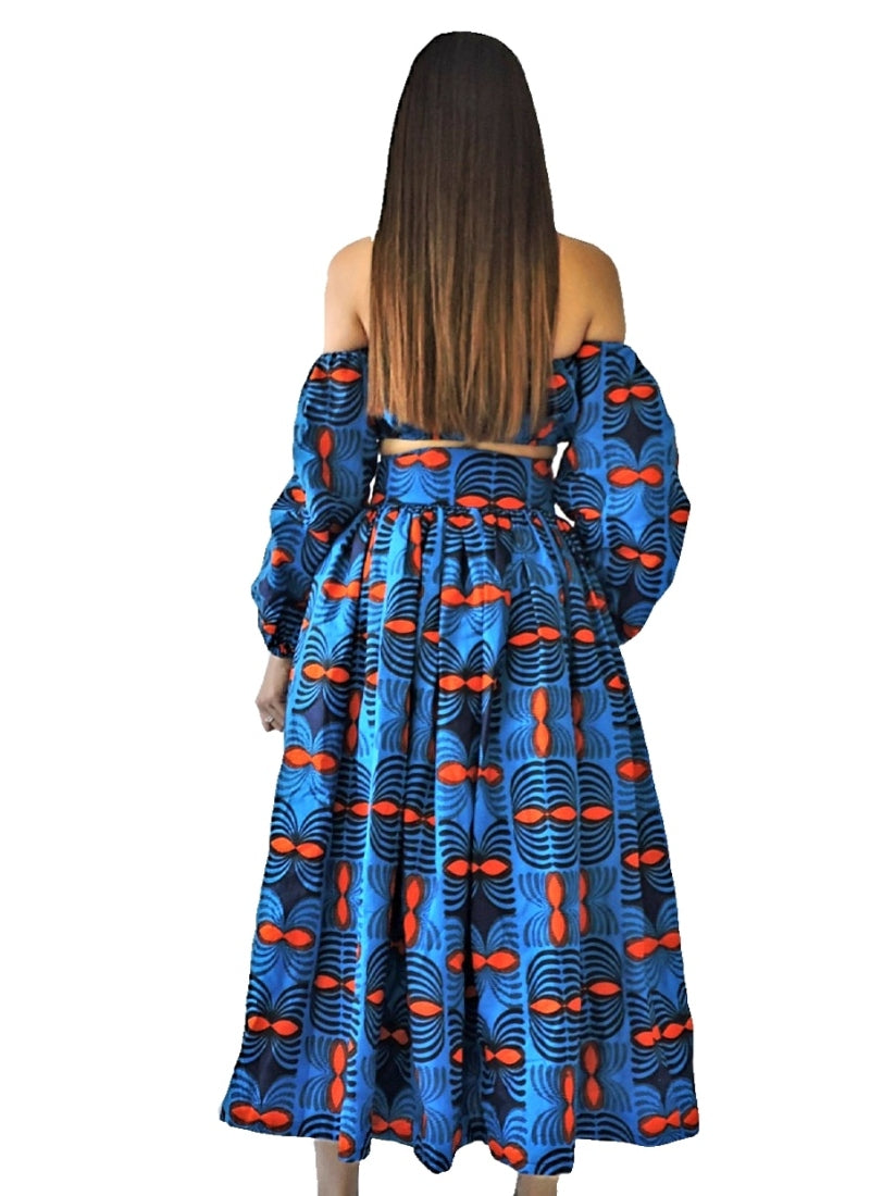 Eden blue African print skirt