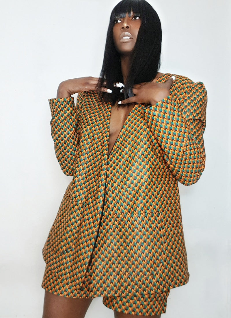 Sade orange belted blazer